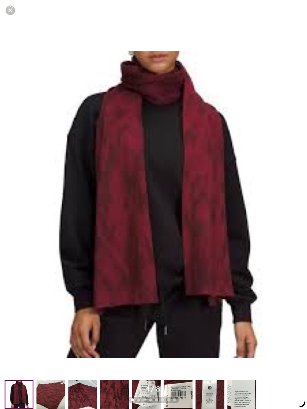 Lululemon Women's Burgundy Scarf - Lightweight Fashion Wrap